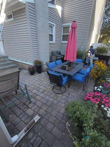 Paver patio before cleaning