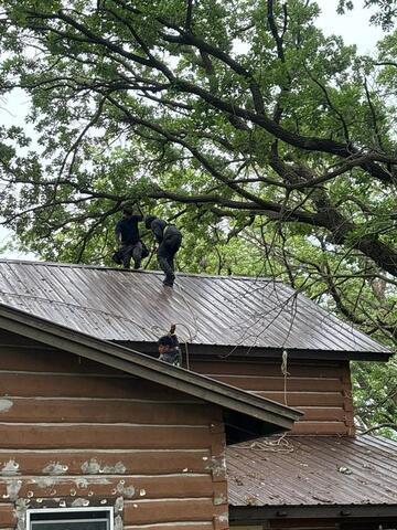 Walking and inspecting the metal roof