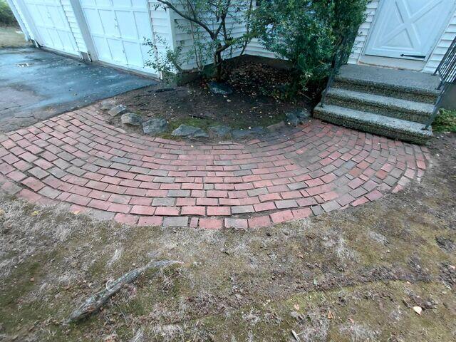 Brick walkway after cleaning