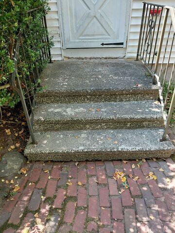 Concrete steps before washing