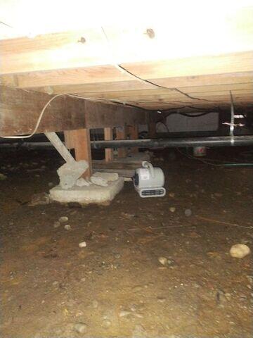 Dirt Crawl Space Before CleanSpace© With SuperPump© and SilverGlo©