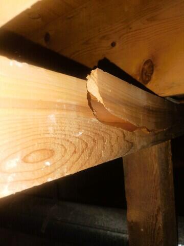 Before SmartJacks© - Splintering Floor Joists