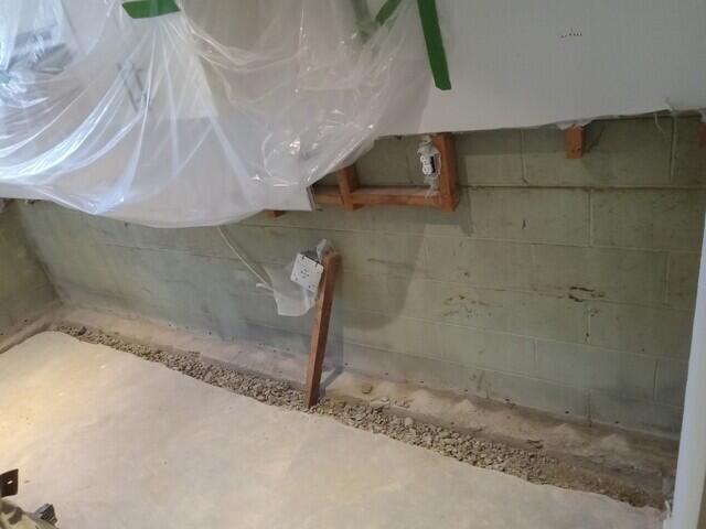 Weep holes drilled into blocks