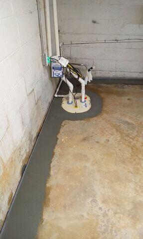 Complete Basement Waterproofing System with Sump Pump - Greensboro, NC