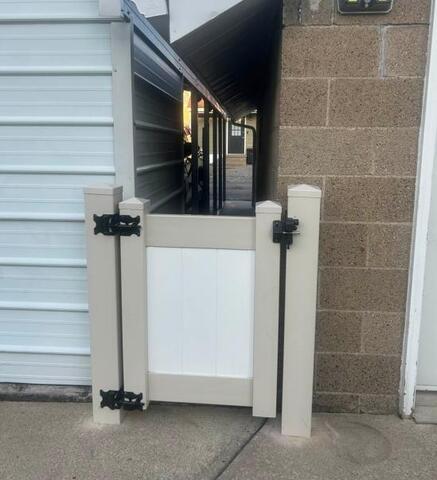 6' Acadia Almond Posts and Rails / White Panels Privacy Vinyl Fence /(3) Gates, One of the 3 will be 3' tall