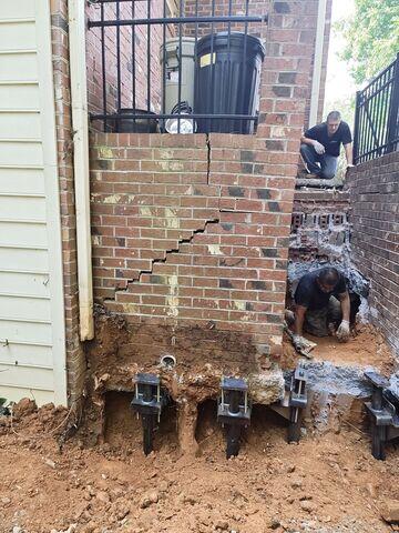 Foundation Pier Installation to Stabilize Wall - Advance, NC