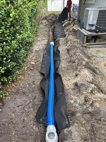 French Drain and Drainage Pipe Placement