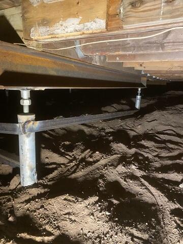 Steel Beam and Helical Pier System Installed