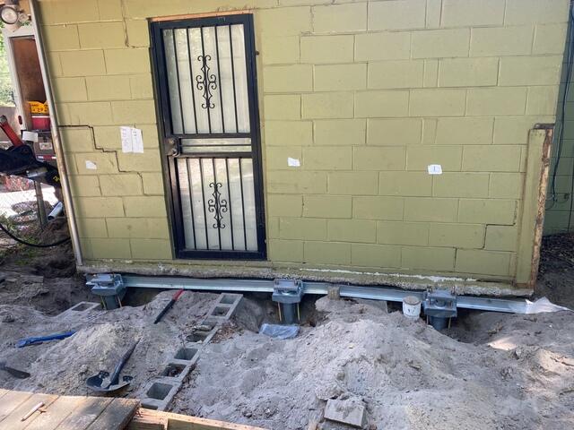 Foundation Secured with Helical Piers - Jacksonville, FL