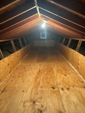 Finished Attic with Insulation and Storage Space