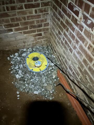Sump Pump Basin Placement - Beginning of Waterproofing Installation (Gibsonville, NC)
