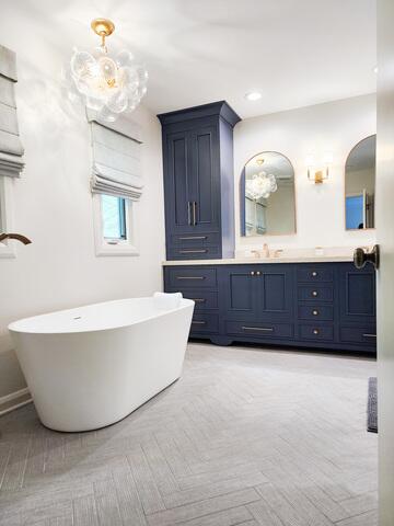 Large Tub with Showstopping Chandelier