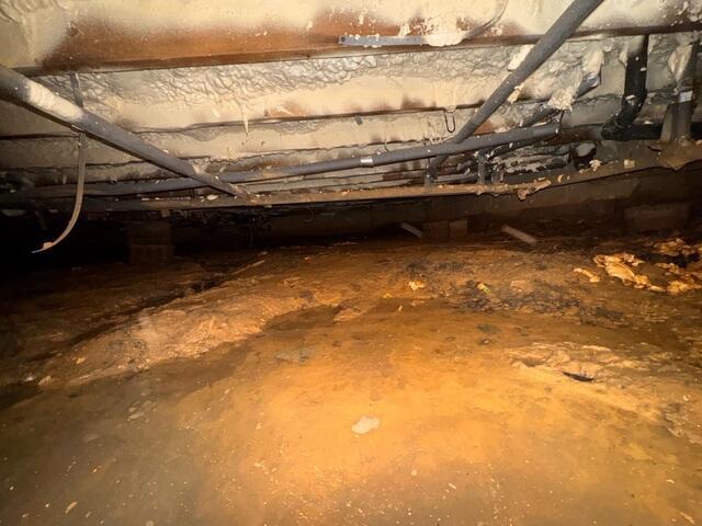 Messy and Wet Crawl Space