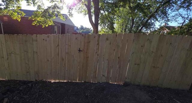 6' Privacy Natural Pressure Treated Wood Fence/ (2) 4' gates / (1) Double Gate with 2 drop rods