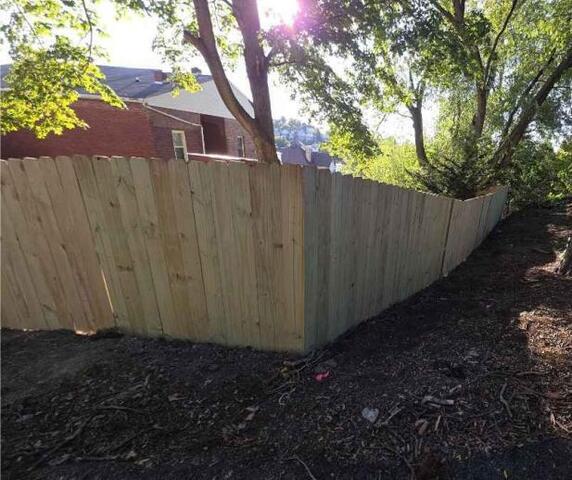 6' Privacy Natural Pressure Treated Wood Fence/ (2) 4' gates / (1) Double Gate with 2 drop rods