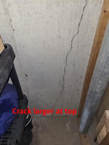 Crack larger at top.