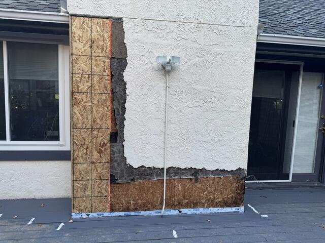 Fireplace Stucco and Sheathing Restoration in Progress