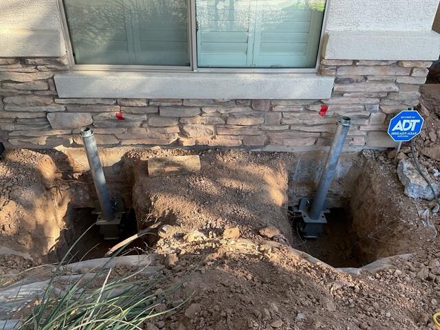 Installed Push Piers Supporting Foundation