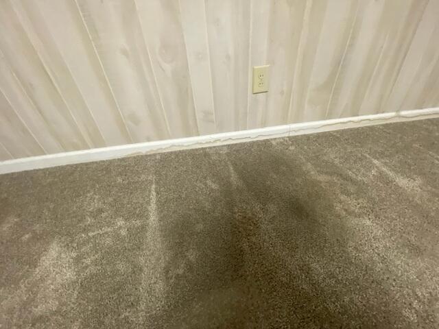 Staining along baseboards before work