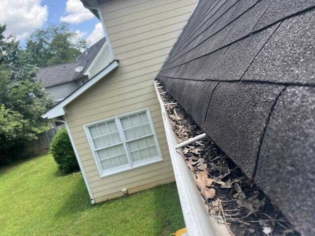 Debris filled gutters