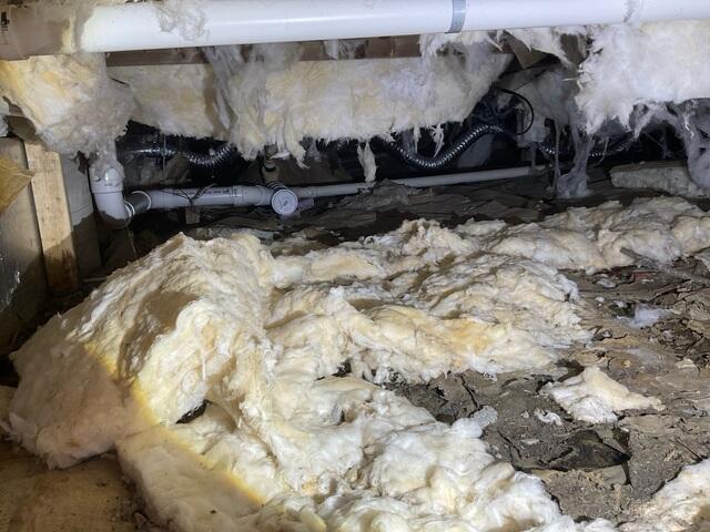 Wet Crawl Space with Falling Insulation