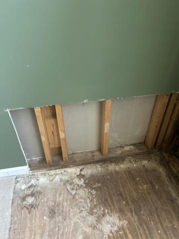 Removing Wet Drywall with Flood Cuts