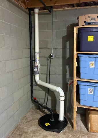 Interior portion tied into the sump pump