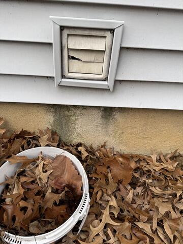 Exhaust Vent Broken and Lots of Leaves