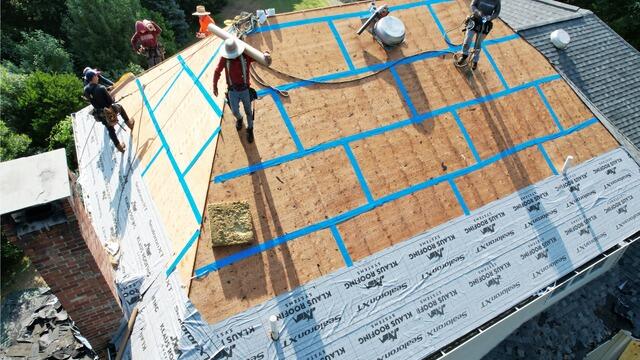 Seams Are Taped and Ice and Water Shield Is Installed