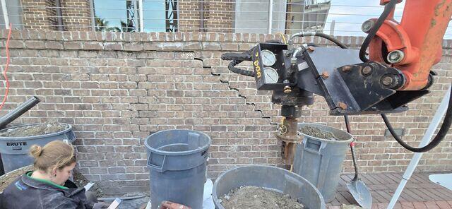 Helical Pier Being Installed