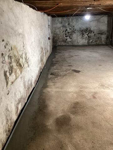 Basement Drainage System Concreted into Foundation