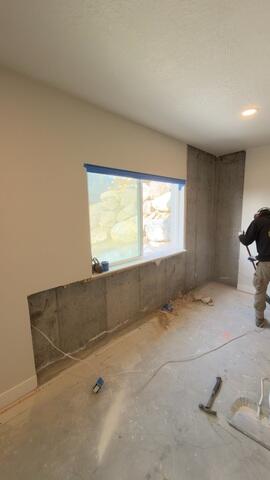 Exposed Foundation Wall During Basement Waterproofing in Lehi, UT