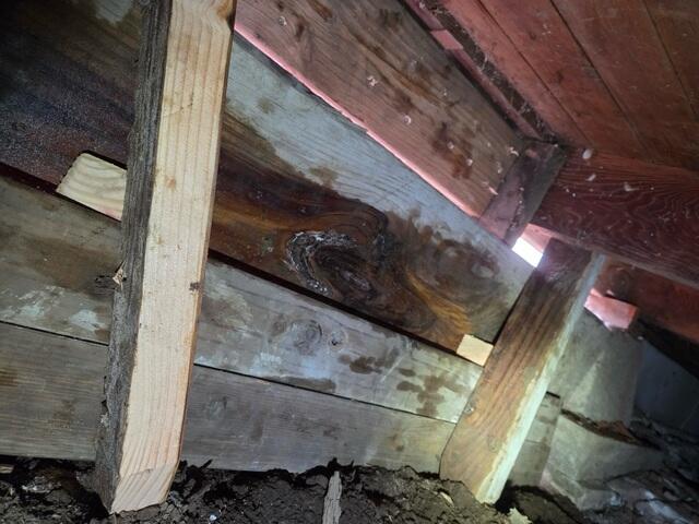 Original Foundation Wall Made Out of Wood