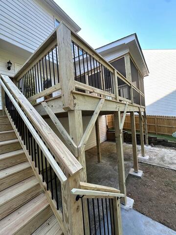 New wood staircase and deck