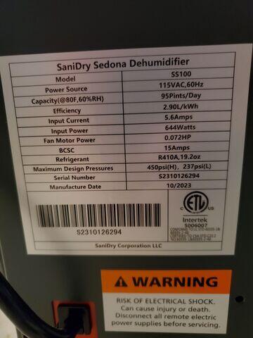 SaniDry Sedona Crawl Space Dehumidifier - Close Look at Settings