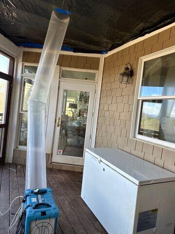 Industrial Dehumidifiers, Ducting, and Air movers Installed During Water Mitigation
