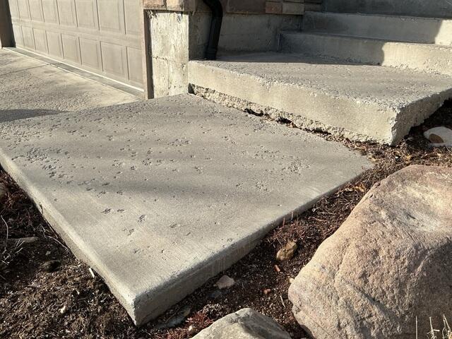Sunken Front Entry Concrete Before Repair in Midway UT