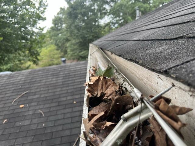 Gutter has storm damage