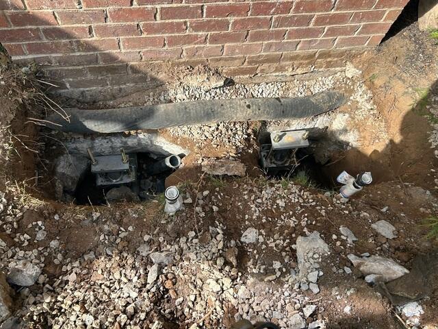 Helical Piers Support Chimney