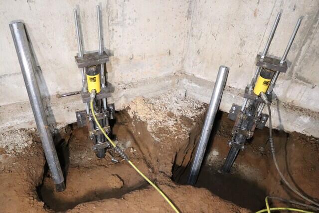 Steel Push Pier Installation