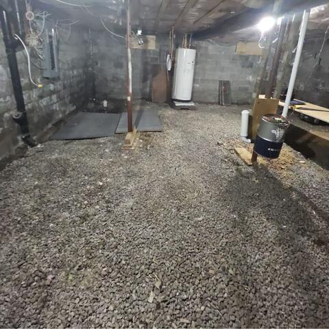 Before the renovation: a damp and vulnerable basement