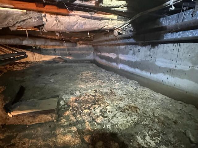 Water Stained Crawl Space Wall