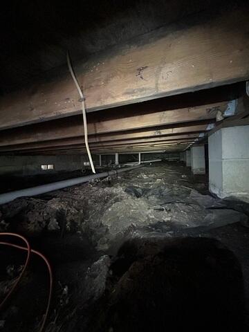 Damp, Exposed Crawl Space with Moisture and Standing Water in Saint Augustine, FL