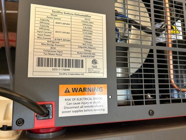 SaniDry Sedona Dehumidifier