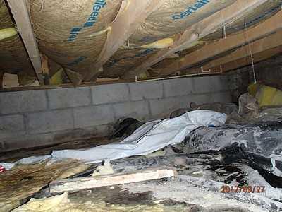 Lots of trash in this dirty crawlspace