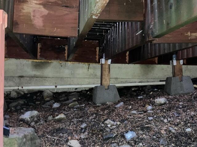 Original Crawl Space Supports Showing Signs of Settlement