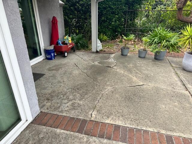 Settled Patio Slab Before Concrete Repair