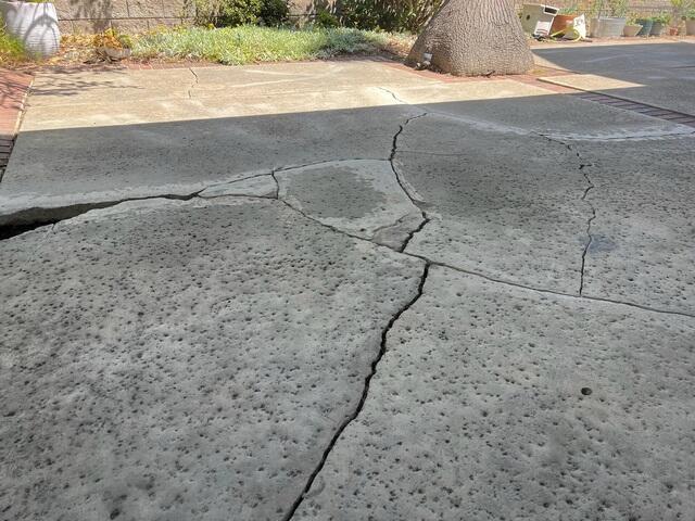 Driveway Concrete Before Leveling and Sealing
