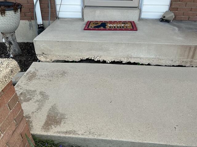 Sunken Front Step Before Repairs