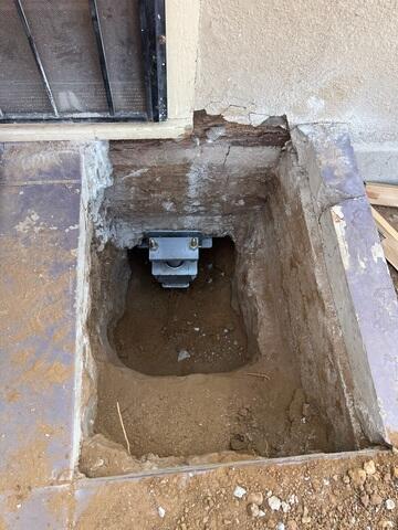 Foundation Pier Installation Beneath Entryway in Riverside, CA